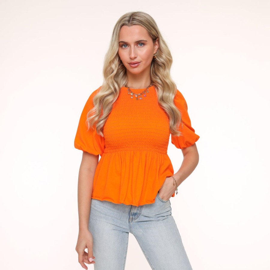 Olivia & Kate Tops | Orange Stretchy Ss-Top