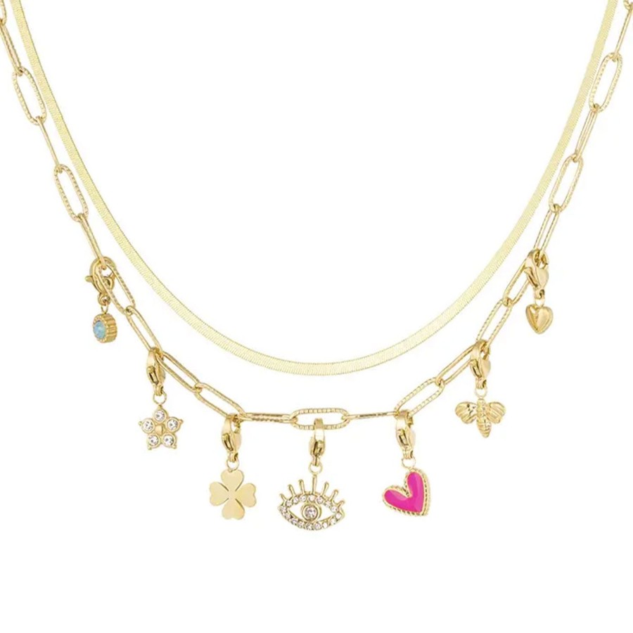 Olivia & Kate Necklaces | Golden Trendy Pendans Double Chain-Necklace