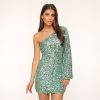 Olivia & Kate Dresses | Mintgreen Sequins One Ballon Sleeve-Dress