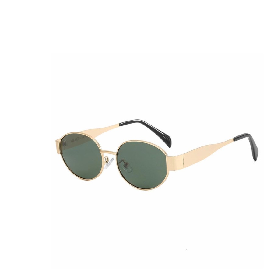 Olivia & Kate Sunglasses | Dark Green Oval Gold Frame-Sunglasses