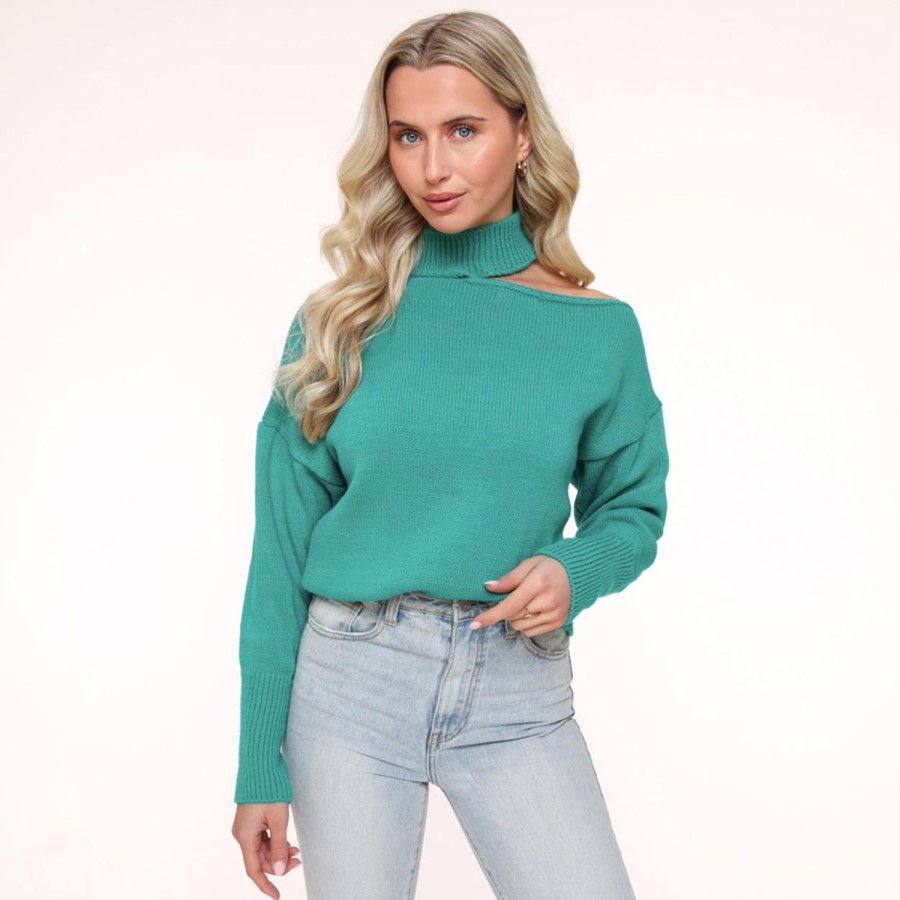 Olivia & Kate Sweaters | Green Choker-Sweater