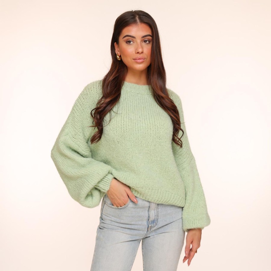 Olivia & Kate Sweaters | Mintgroene Wool Knitted-Sweater