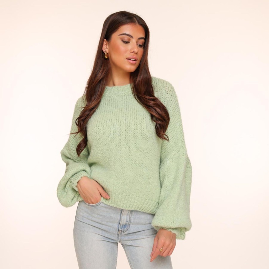 Olivia & Kate Sweaters | Mintgroene Wool Knitted-Sweater