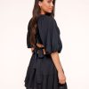 Olivia & Kate Dresses | Black Short Puff Sleeves Tie Back-Dress