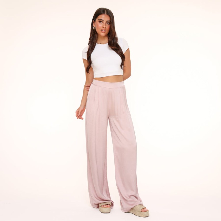 Olivia & Kate Trousers & Jeans | Light Pink Tall Satin-Pants