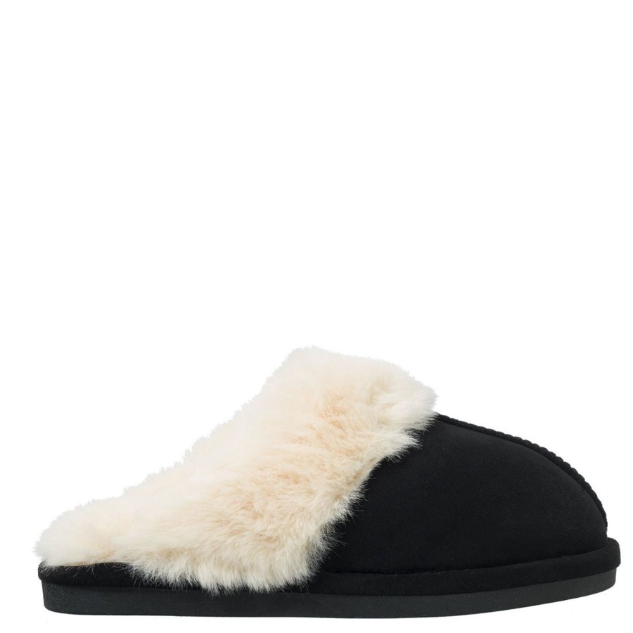 Olivia & Kate Slippers | Black Fluffy-Slippers