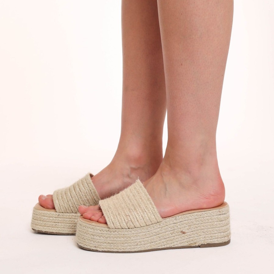 Olivia & Kate Sandalen | Beige Woven Platform-Sandals