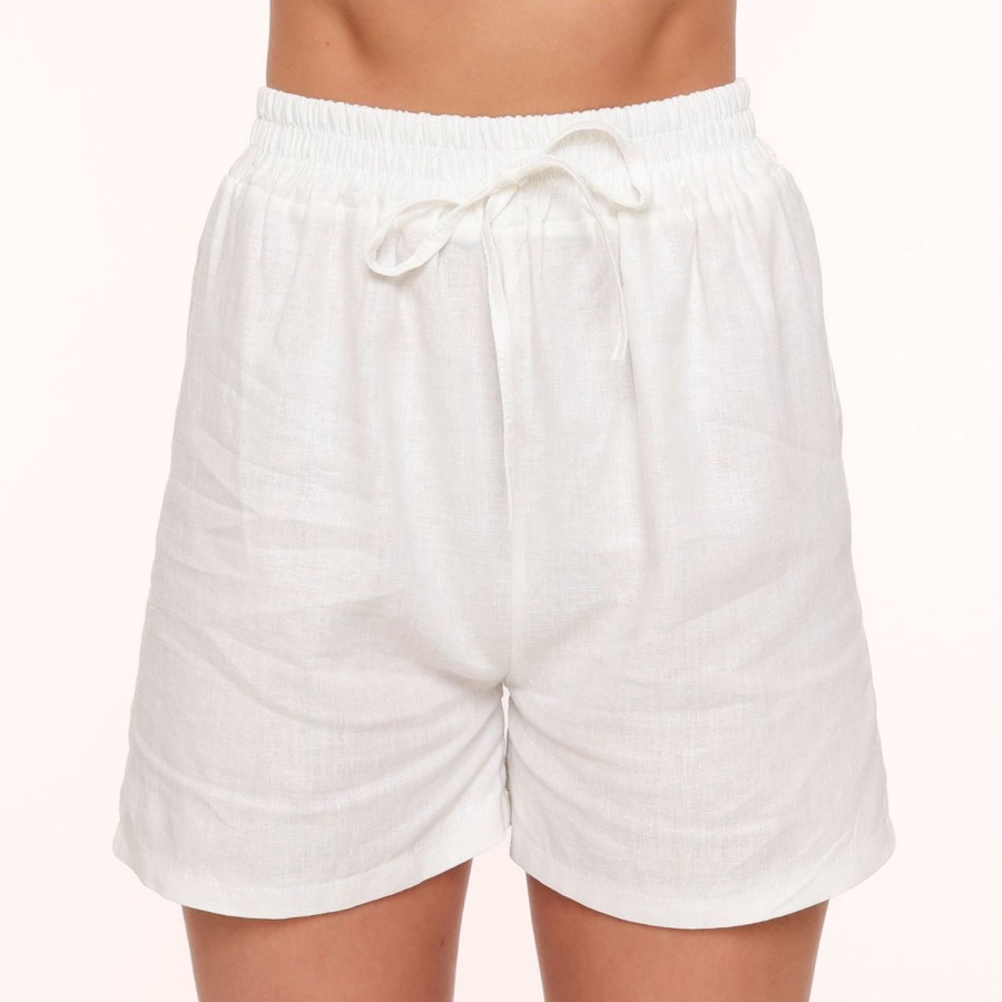 Olivia & Kate Trousers & Jeans | White Linen-Short