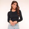 Olivia & Kate Tops | Black Basic Ls Cropped-Top