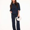 Olivia & Kate Sets | Dark Blue Short Bow Ties Puff Sleeves Pleated-Set