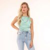 Olivia & Kate Tops | Mint Green Satin Open Back-Top