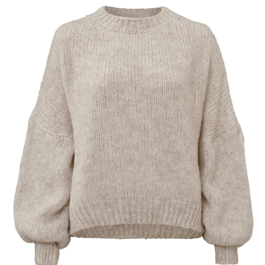 Olivia & Kate Sweaters | Taupe Wool Oversized Knitted-Sweater