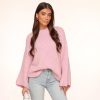 Olivia & Kate Sweaters | Light Pink Wool Knitted Wide Sleeves-Sweater