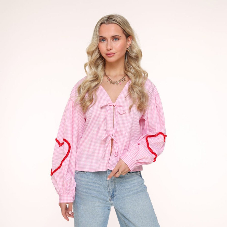 Olivia & Kate Tops | Pink Checkered Ls-Blouse