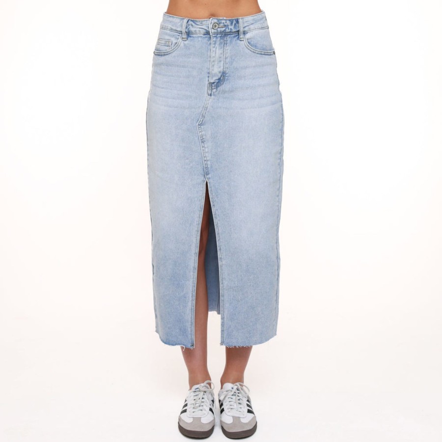 Olivia & Kate Rokken | Light Blue Denim Split-Skirt