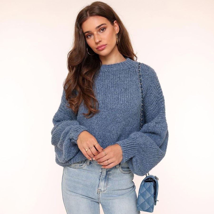 Olivia & Kate Sweaters | Jeans Blue Wool Knitted-Sweater