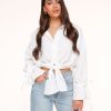 Olivia & Kate Tops | White Tied Cropped-Blouse