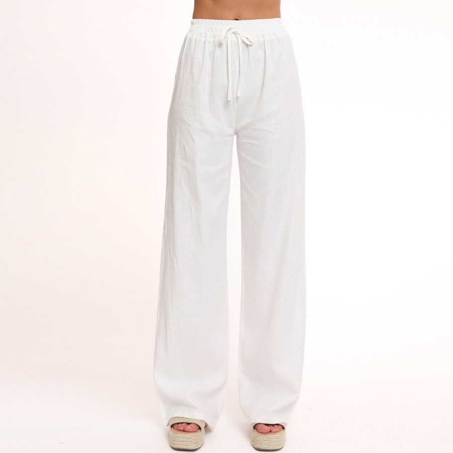 Olivia & Kate Trousers & Jeans | White Tall Linen-Pants