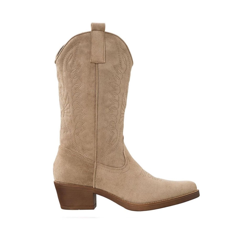 Olivia & Kate Boots | Beige Suede Cowboy-Boots