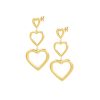 Olivia & Kate Earrings | Golden Three Open Hearts-Earrings