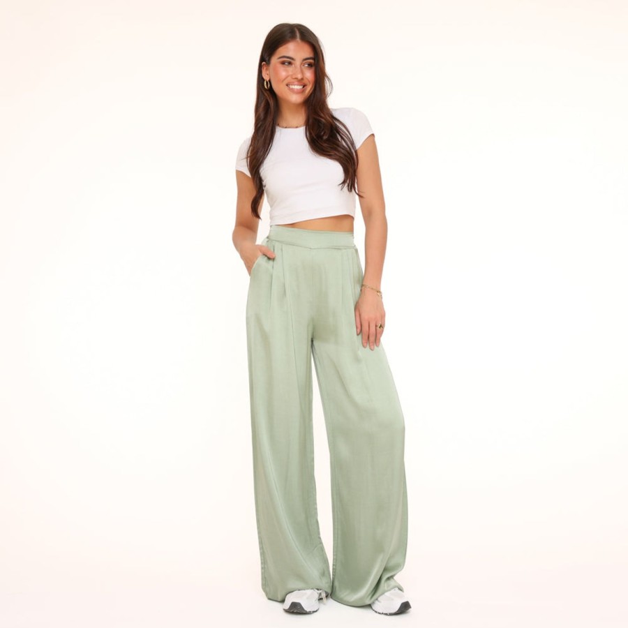 Olivia & Kate Trousers & Jeans | Mintgreen Tall Satin-Pants