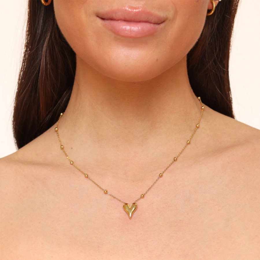 Olivia & Kate Necklaces | Golden Statement Hartjes-Ketting