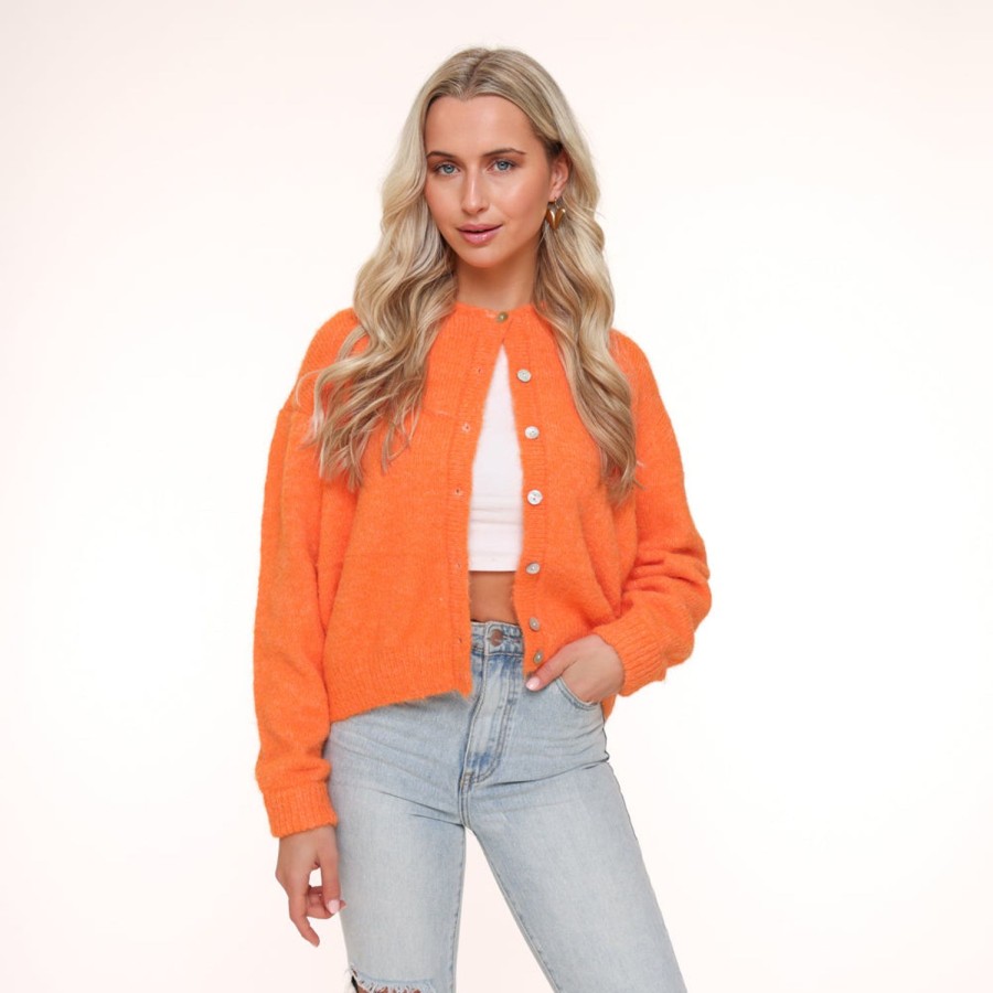 Olivia & Kate Cardigans | Orange Basic Knitted-Cardigan