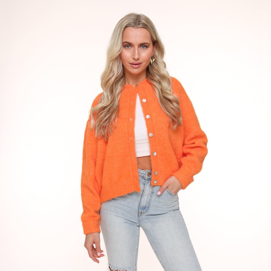 Olivia & Kate Cardigans | Orange Basic Knitted-Cardigan