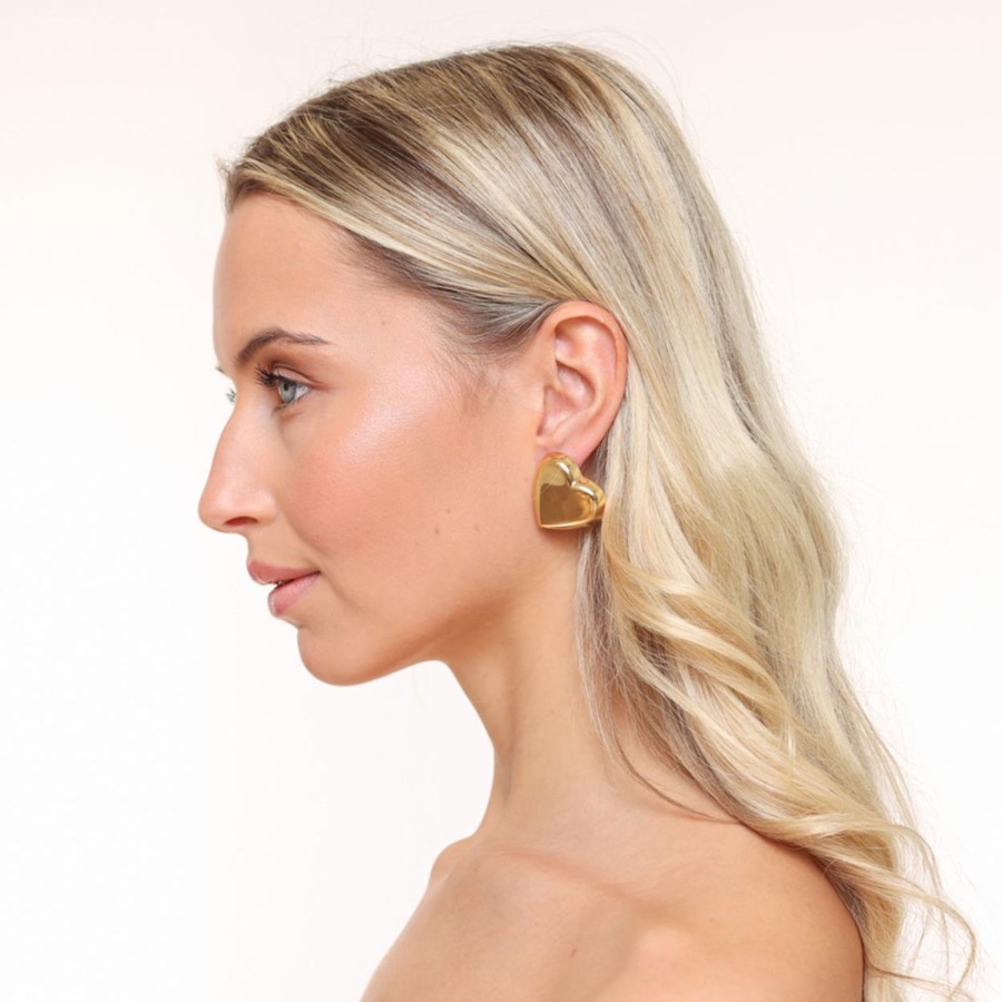 Olivia & Kate Earrings | Golden Statement Heart-Earrings