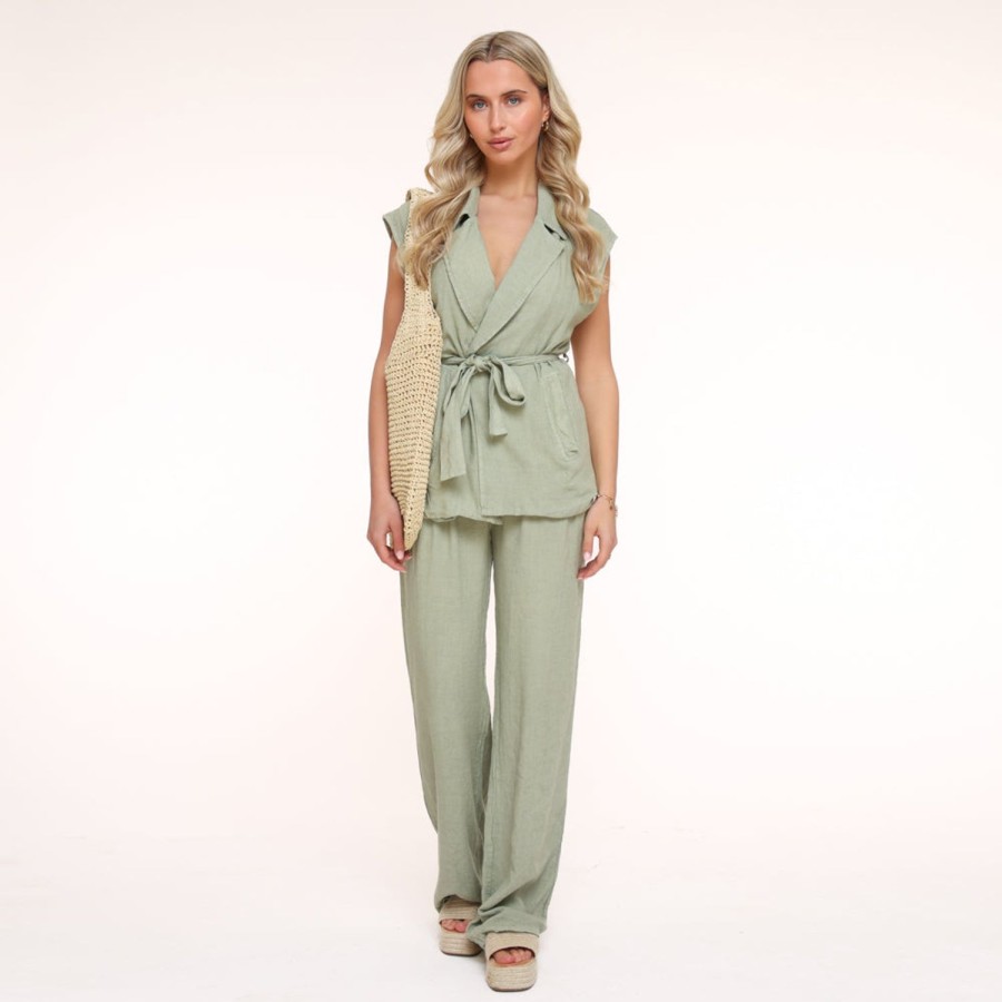 Olivia & Kate Trousers & Jeans | Army Green Linen-Pants