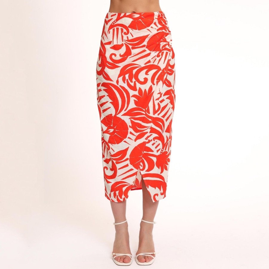 Olivia & Kate Rokken | Red Pattern Split-Skirt