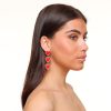 Olivia & Kate Earrings | Red Detailed Row Heart-Earrings