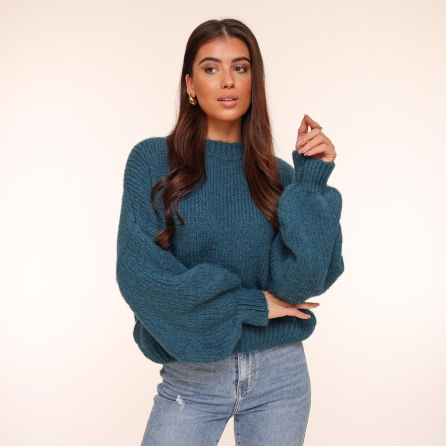 Olivia & Kate Sweaters | Petrol Wool Knitted-Sweater