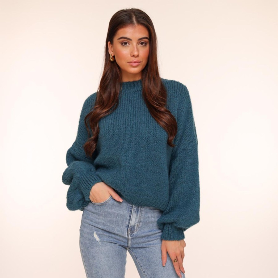 Olivia & Kate Sweaters | Petrol Wool Knitted-Sweater