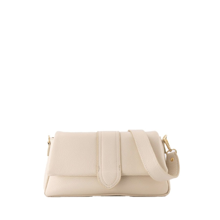 Olivia & Kate Bags | Beige Leather Horizontal Puffy-Bag