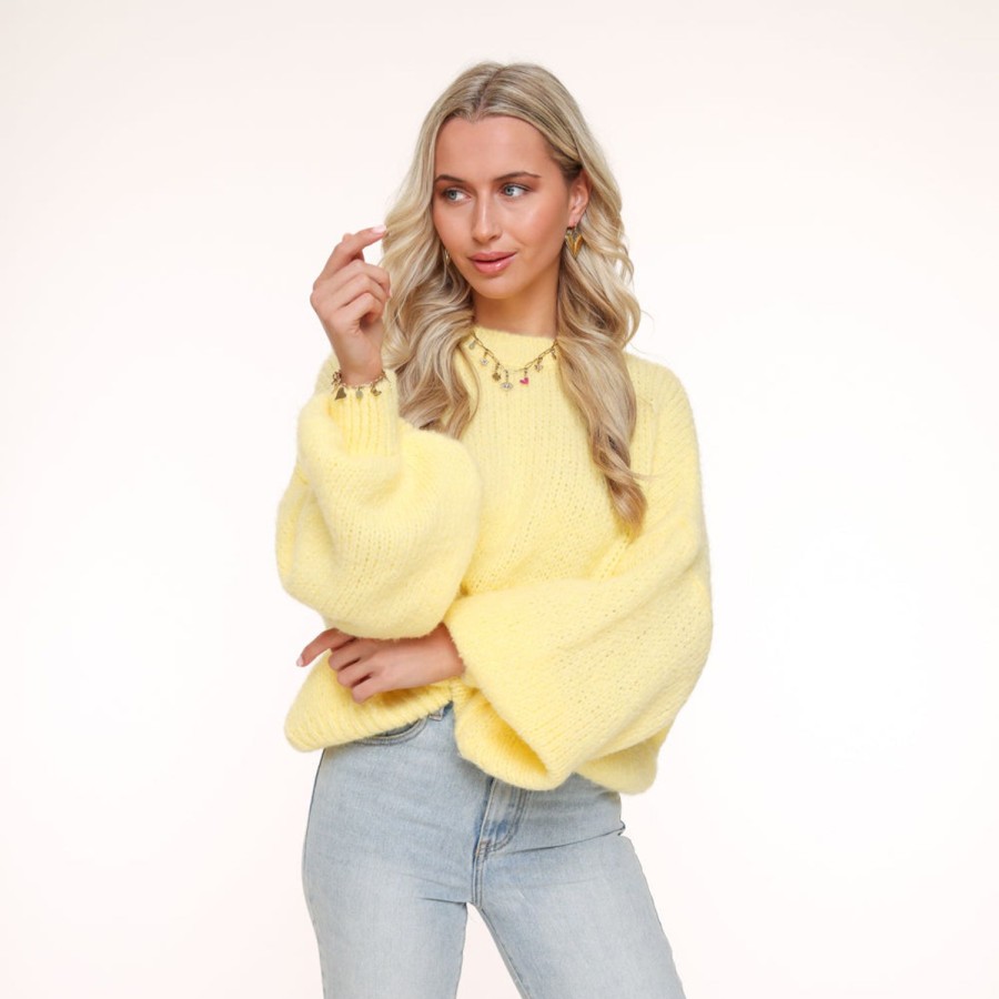 Olivia & Kate Sweaters | Light Yellow Wool Knitted-Sweater