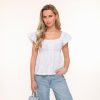 Olivia & Kate Tops | White Ruffle Ss Sleeves-Top