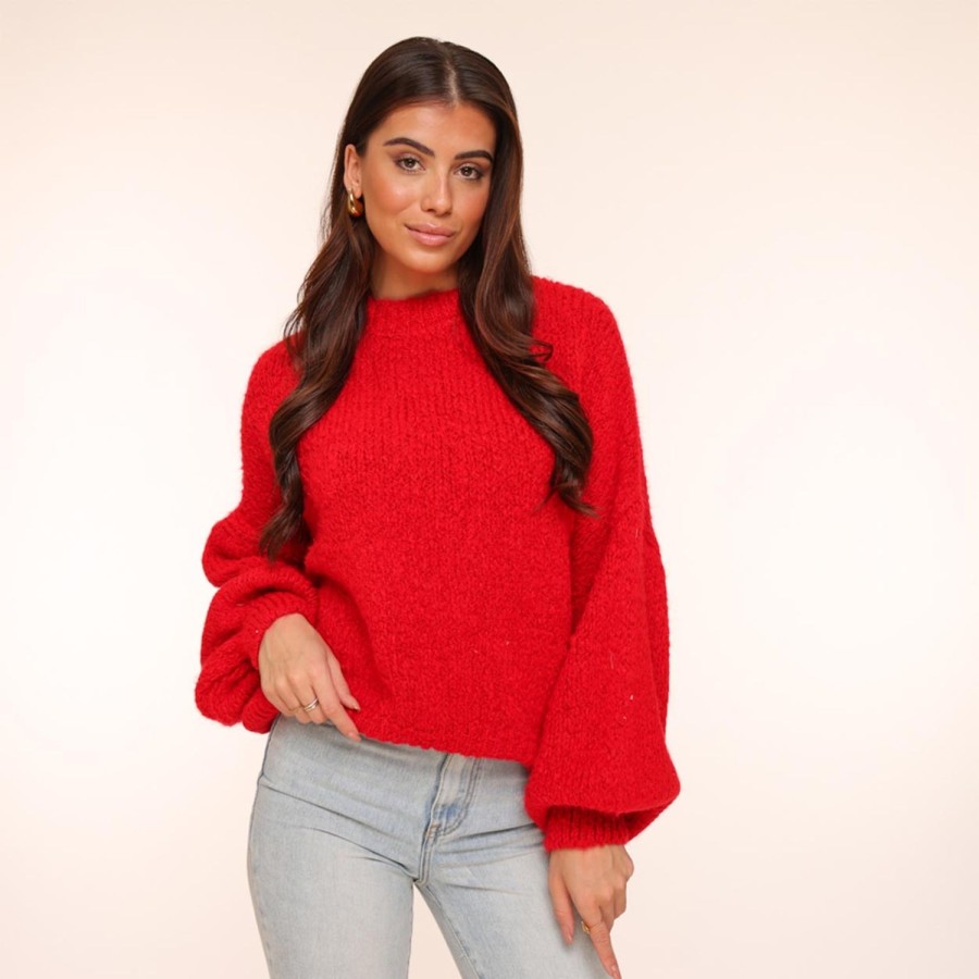 Olivia & Kate Sweaters | Red Wool Knitted-Sweater