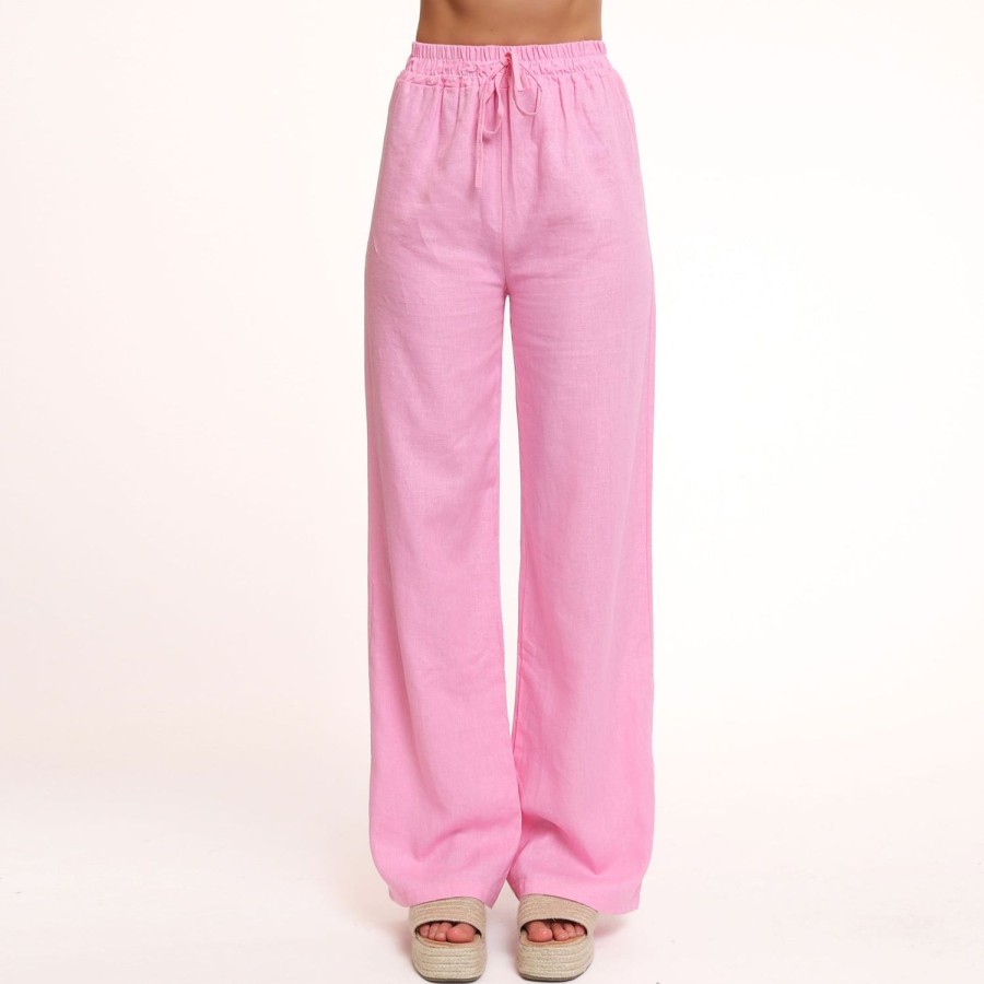 Olivia & Kate Trousers & Jeans | Light Pink Tall Linen-Pants