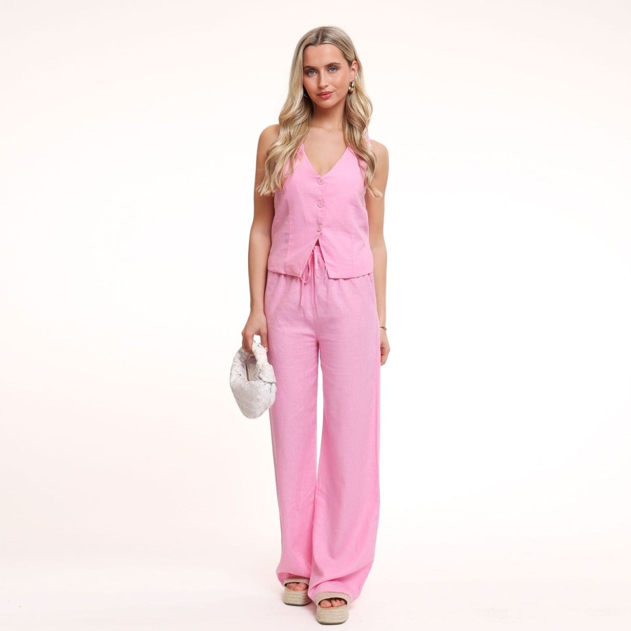 Olivia & Kate Trousers & Jeans | Light Pink Tall Linen-Pants