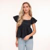 Olivia & Kate Tops | Black Ruffles Ss Sleeves-Top