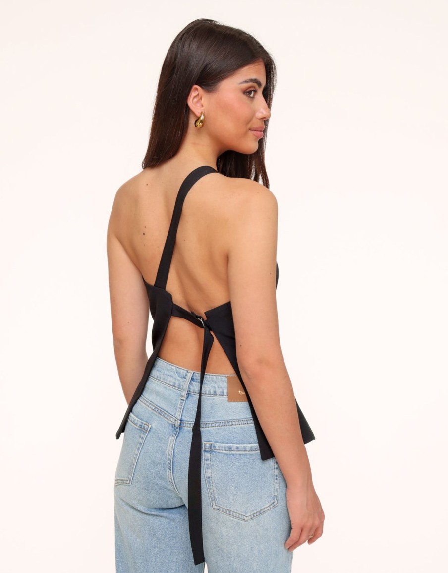 Olivia & Kate Tops | Black Asymmetric Open Back-Top