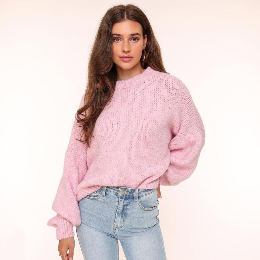 Olivia & Kate Sweaters | Light Pink Wool Knitted-Sweater