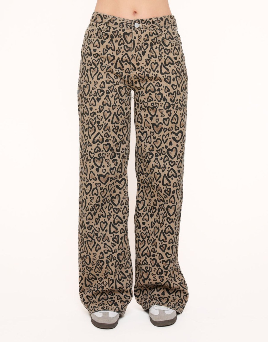 Olivia & Kate Trousers & Jeans | Brown Hearts Print-Jeans