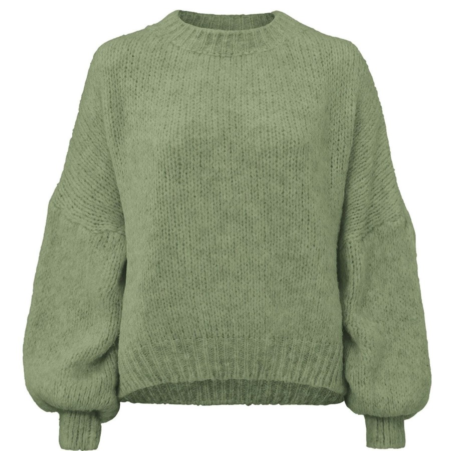 Olivia & Kate Sweaters | Army Green Wool Knitted-Sweater