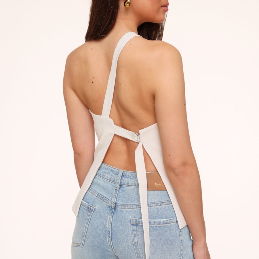 Olivia & Kate Tops | Beige Asymmetric Open Back-Top