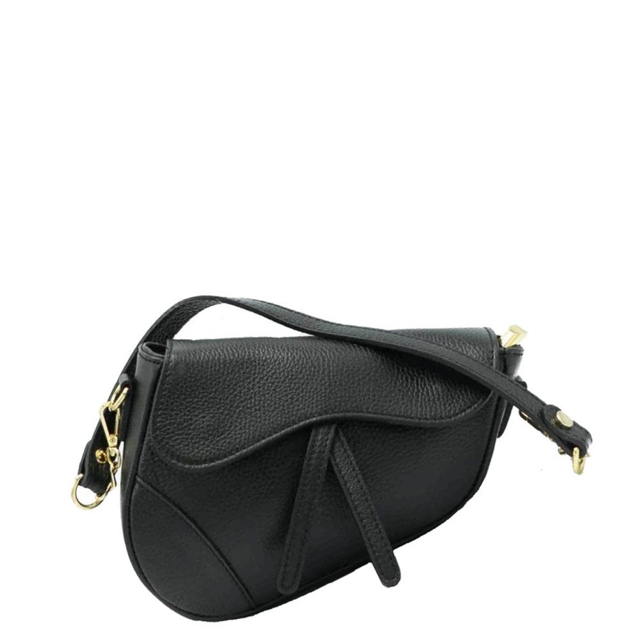 Olivia & Kate Bags | Black Leather Saddle-Bag