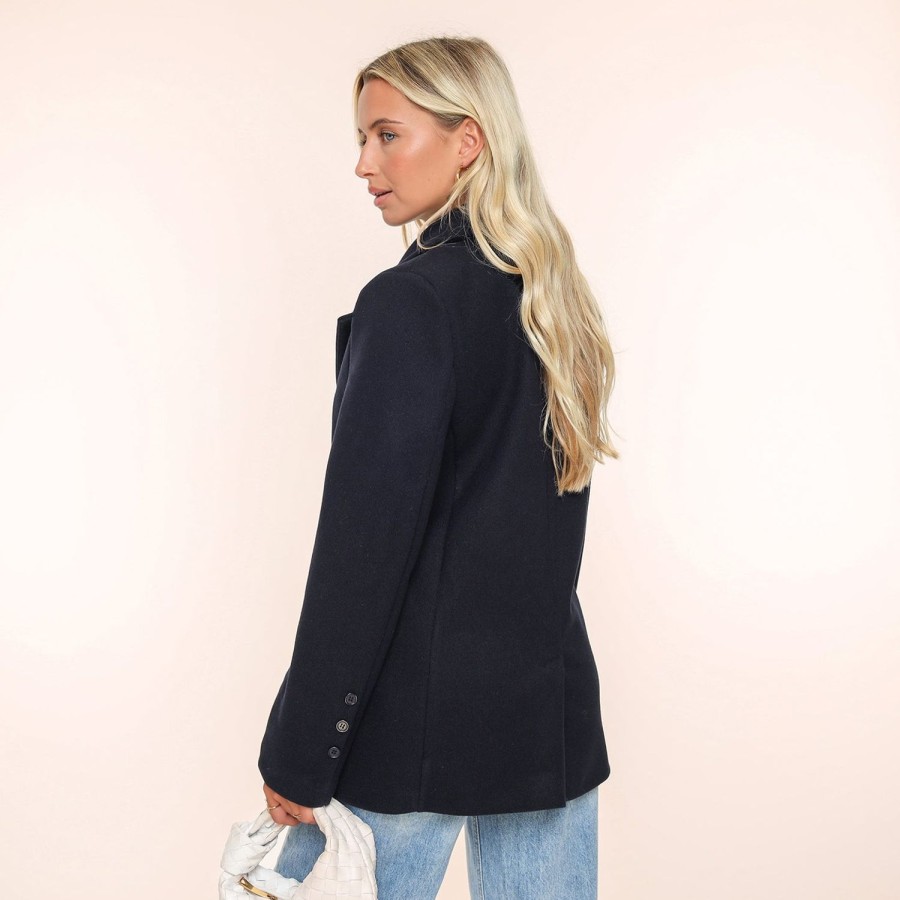 Olivia & Kate Jackets | Navy Oversized Wool Look-Blazer