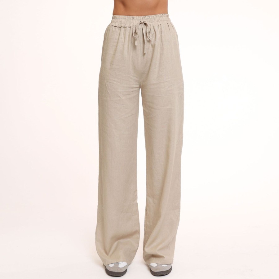 Olivia & Kate Trousers & Jeans | Beige Tall Linen-Pants