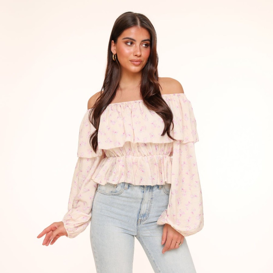 Olivia & Kate Tops | Lila Flowers Off Shoulder -Top